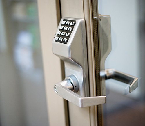 Picture of access keypad on door
